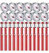 Xuhal 12 Pcs Stainless Steel Kitchen Thermometer with 5 Inch Long Stem 1 Inch Dial Thermometer Mi...