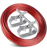 NEWREACH 100ft Pool Cover Cable & 2 Winch, Plastic-Coated Steel Cable + Aluminum Spring Loaded Ra...