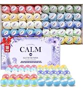 TranquilBliss Bath Bombs for Women, 50 PCS Set with 10 Rich Scents, Natural Bubble Bathbombs, Dry...