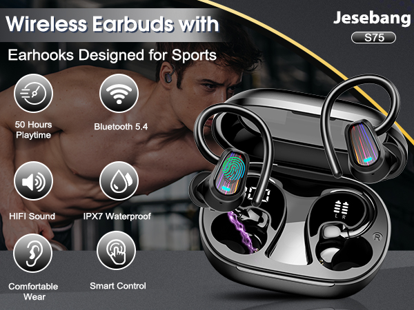 Jesebang Wireless earbuds with earhook, designed for sports