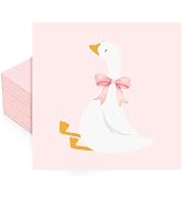 FYSUIMU 50Pcs One Silly Goose Paper Napkins, Pink Bow Goose | Disposable Luncheon Dinner Napkin, ...