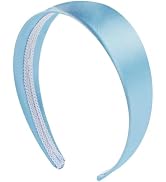 Motique Accessories Sky Blue 2 Inch Wide Satin Hard Headband with No Teeth Head band for Women an...
