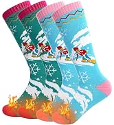 SkiBeaut Kids Ski Socks, 2 Pairs Knee-high Thick Warm Snowboard Skating Skiing Socks for Boys Gir...