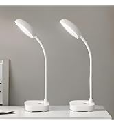 Small desk lamps for small spaces,2 Pack White,Rechargeable desk lamp battery powered,3 light col...
