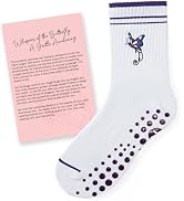 CoolMate Embroidered Pilates Socks with Grips for Women, Yoga Socks, Crew Non Slip Women for Work...