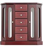 Jewelry Box - Made of Solid Wood with Cabinet Type 5 Drawers Organizer and 2 Separated Open Doors...