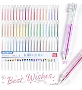 60 Colors Glitter Gel Pens for Adult Coloring, Fine Tip Sparkly Gel Ink Pens Set,Gel Glitter Pens...
