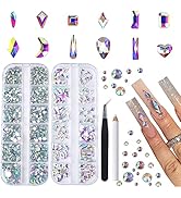 Canvalite 1820Pcs Rhinestones Nail Gems, 12 Styles 3D Glass Crystals Nail Charms Shiny Multi Shap...