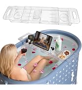 HLCZLUZ Foldable Bathtub Tray, Expandable to 80cm Acrylic Bath Tray for Tub, Bath Tub Tray Shower...
