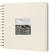 J.west Scrapbook Album 40 Pages (8 x 8 Inch) Beige Linen Cover Thick Hardcover Kraft White Paper,...