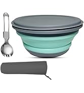 RMAMSCOV Camping Bowl, 1 PCS Food Grade Silicone Collapsible Bowl Lunch Box Salad Bowl with Lid, ...