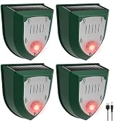 4-Pack Solar Motion Sensor Alarm with Sound and Ultrasonic, Ultrasonic Motion Sensor Alarm with L...