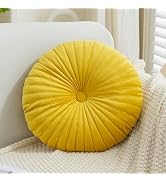 Teieas Velvet Round Throw Pillow Pleated Round Pillow Cushion Decoration for Couch Chair Bed Car ...