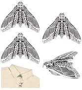 PH PandaHall 4pcs Death Head Moth Button Covers for Women Blouses Elegant Brooch Antique Silver A...