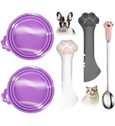 Comtim 5 PCS Pet Food Can Lids & Spoons Set - Silicone Dog Cat Food Can Covers Lids Top/Multi-Fun...
