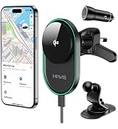 HiWe for MagSafe Car Mount Charger with Find My Built-in, Qi2-Certified Fast Charging 15W Magneti...