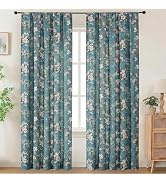 Aiyufeng Floral Curtains for Bedroom 84 Inch Length 2 Panels Set, Rod Pocket Elegant Flower Print...