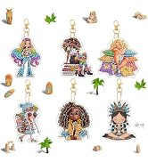 Ginfonr DIY Diamond Art Keychains Kit – 6PCS Diamond Painting Keychains for Bag with Woman, Carto...