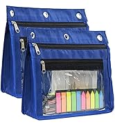 Yoeejob 1inch Expandable Pencil Pouch for 3 Ring Binder, 2 Pack Large Capacity Pencil Pouch with ...