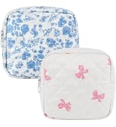 Lestp 2Pcs Small Makeup Pouch Period Bag Mini Quilted Makeup Bag for Women Teens Cute Sanitary Na...