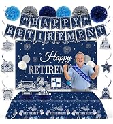 Retirement Party Decorations for Men Women Blue Silver Retire Party Decorations Happy Retirement ...