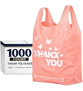 YoYoRain PINK Thank you bags, 1000PCS T shirt bags, To Go Bags,Grocery bags, Reusable and Disposa...