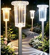 DenicMic Pathway Solar Lights Outdoor Waterproof 8 Pack Halloween Decor | 10 Color Mode LED Stake...