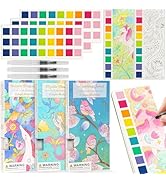 3pack Watercolor Painting Coloring Books, Paint with Water Arts & Crafts Kit for Kids, Pocket Wat...
