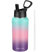 Insulated Water Bottle With Straw,32 oz Vacuum Insulated Stainless Steel Sports Water Flask,Keeps...