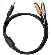 Fosi Audio 3.5mm to RCA Cable 3.9Ft, Dual-Core with Dual Shielding, Gold-Plated Connectors, Durab...