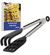 Mini Waffle Tongs by StarBlue – 8 Inches Silicone and Nylon Serving Tongs with Non-Slip Smooth Ha...