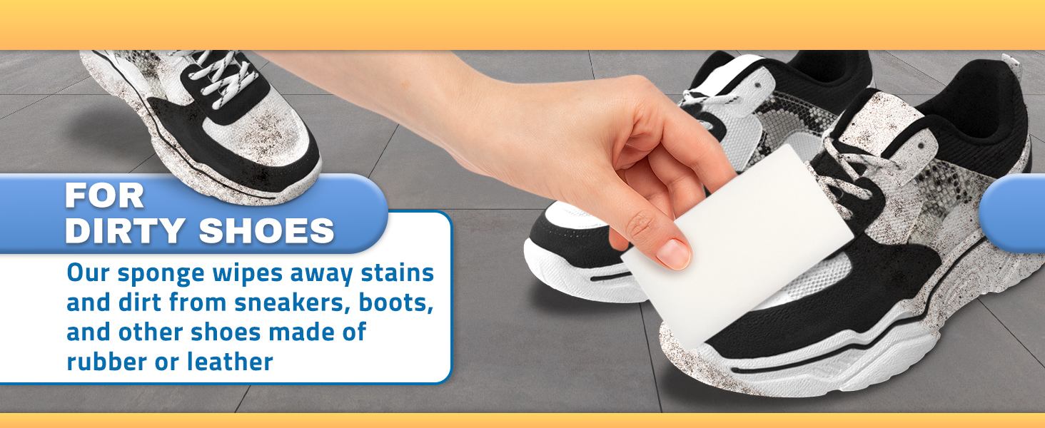 Easy-to-cut melamine foam pads reach tight corners, grout, baseboards and bathroom tile