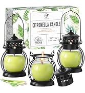 Citronella Candles Outdoor 3 Pack, DEET-Free Soy Wax Candles with Upgraded Metal Lantern Design, ...