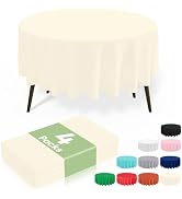 misaya 4 Packs Disposable Plastic Table Cloth, 84" Round Waterproof Tablecloth, Leakproof & Sturd...