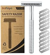 Double Edge Safety Razor for Men, Safety Razor with 10 Platinum Coated Safety Razor Blades, Singl...