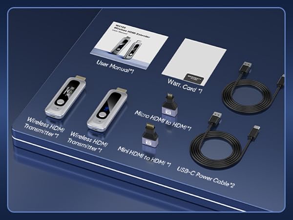 Wireless HDMI Transmitter and Receiver 328FT/100M Plug&Play with LED Display 4K Decode 1080P Output