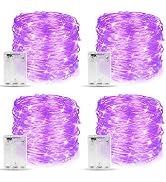 Makion Halloween Decorations, Purple Fairy String Lights 4 Pack,19.7Ft/6M 60 LEDs 2 Modes Indoor ...