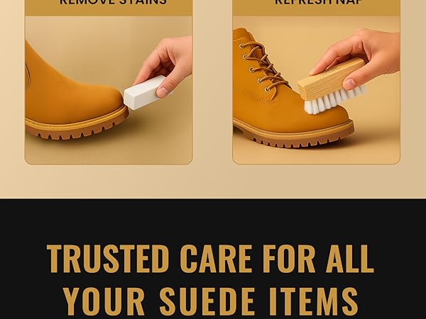 Fiamme Suede and Nubuck Cleaning Kit - Complete Brass & Nylon Brush Set, Suede Eraser for Shoes
