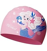 Kids Swimming Cap Silicone Swimming Cap for Boys Girls Children Teenagers (3-12 Years Old) Ear Co...