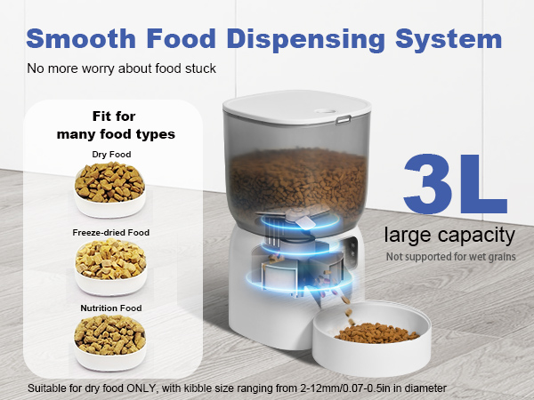 automatic cat feeder with smooth food dispensing system