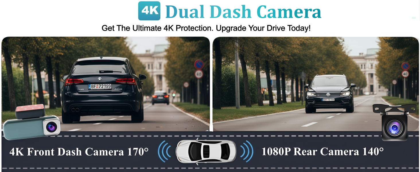 4K Dash Cam Front and Rear