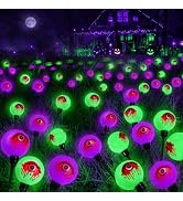 Solar Halloween Decorations Outdoor 6 Pack Eyeball Lights Purple and Green | Newly 3-Tier Design,...