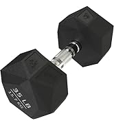 Prism Dumbbell for Strength Training - 5 Lb to 70 Lb Rubber Encased Cast Iron for Gym and Home Wo...