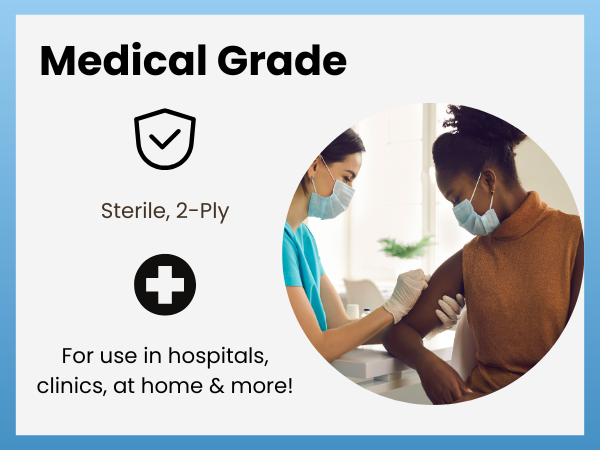 Sterile 2-ply medical grade for hospitals clinics and at home