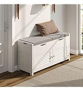 ChooChoo Shoe Storage Bench with Lift Top Storage, Entryway Bench with 2 Cushioned Seats, 3 Compa...