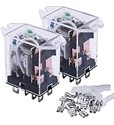 mxuteuk 2pcs DC 12V Coil 8 Pin 10A DPDT LED Indicator Electromagnetic Power Relay General Purpose...