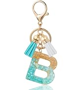 ANHBKAR Initial Letter Keychain Cute Resin with 2 PU Tassel, Letter Keychain for Backpack Charms,...