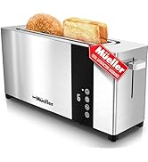 Mueller UltraToast Full Stainless Steel Toaster 2 Slice, Long Extra-Wide Slots with Removable Tra...