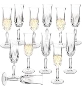 Champagne Glasses Set of 12, 4.4Oz Premium Stemmed Vintage Champagne Glasses, Embossed Cordial Gl...