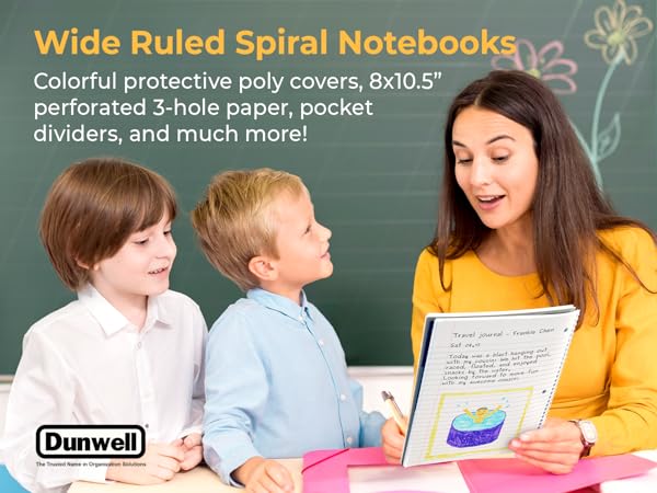 single subject spiral notebook wide ruled black, red, blue 1 book sub 1sub 8.5x11 8 1/2 x 11